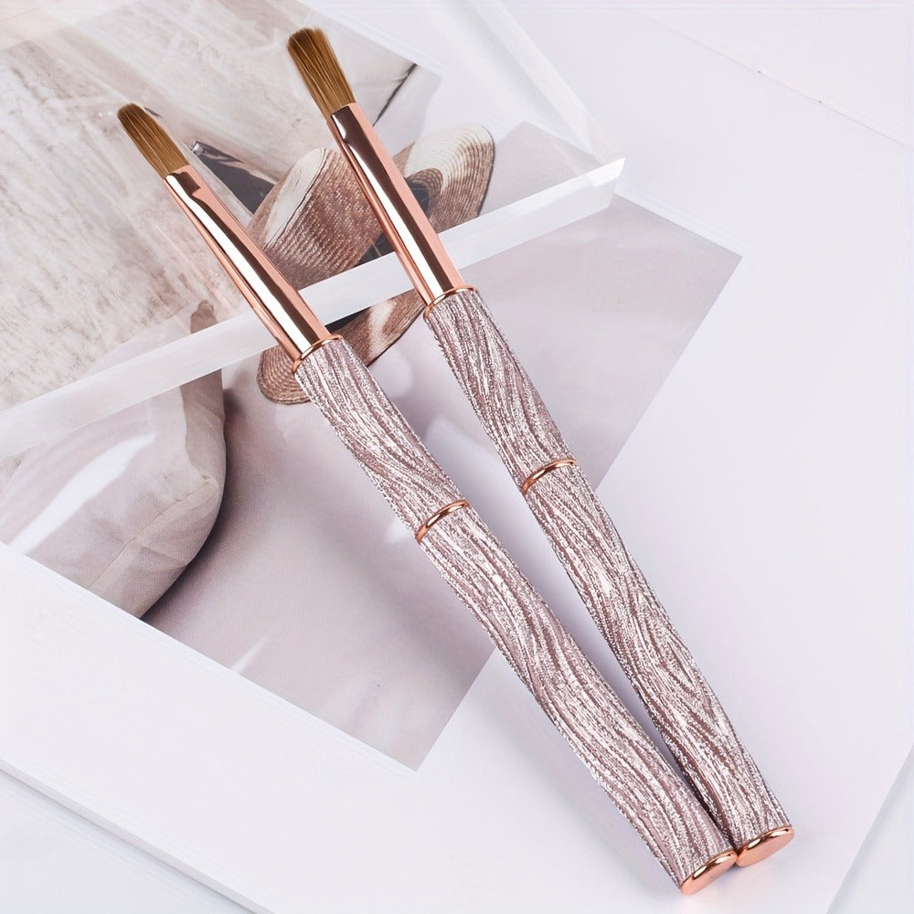 Kolinsky Nail Brush Pink Sparkling Metal Handle – Round Head Acrylic Nail Art Brush for Extensions & Manicure