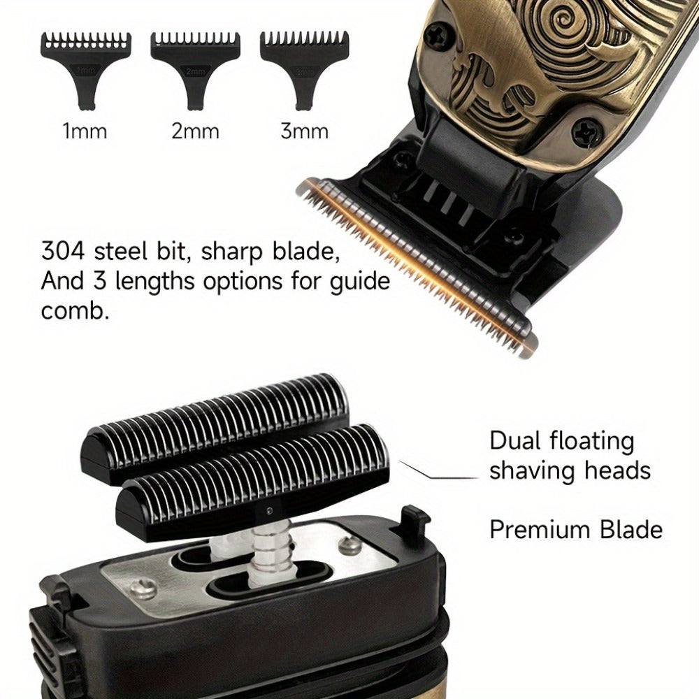 Foil Shaver for Men 2-in-1 Hair Clipper & Beard Trimmer Grooming Kit - Cordless Rechargeable Electric Razor for Face Mustache Bald Head