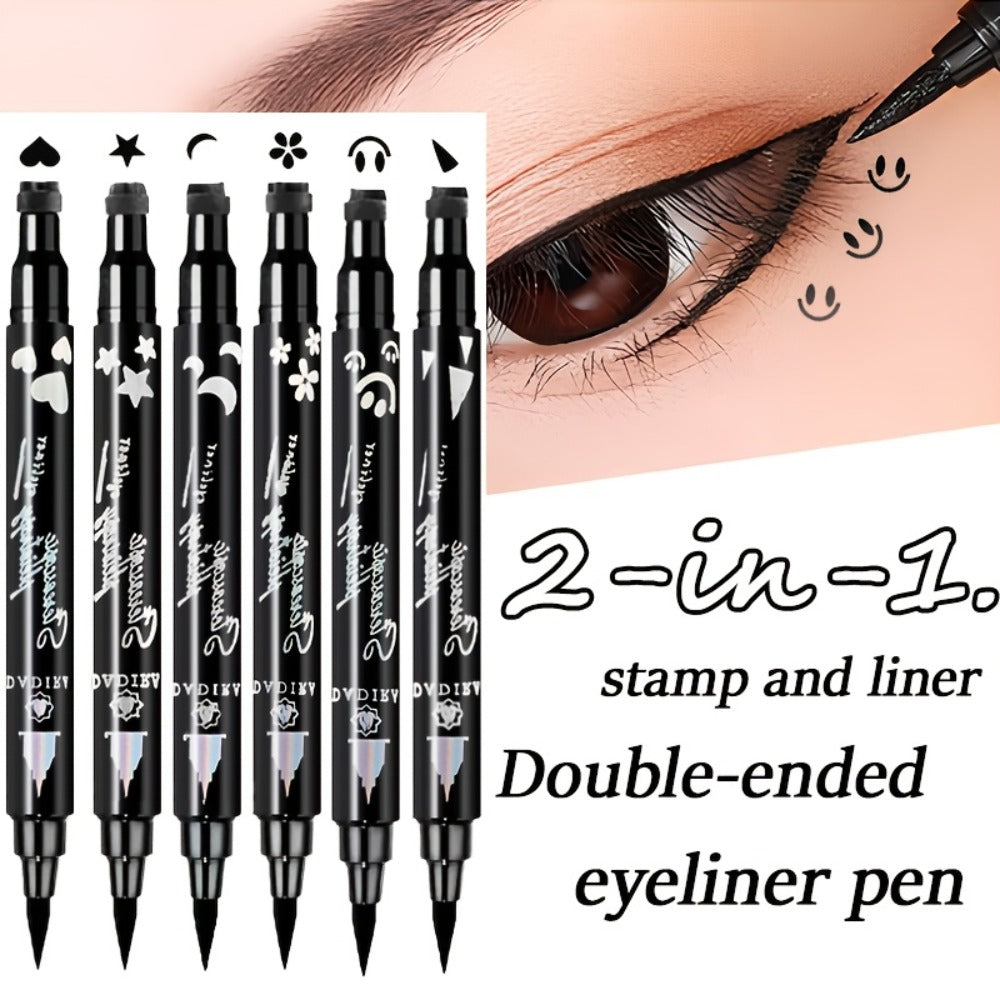Waterproof Eyeliner Pen Set 6pcs Double-Ended Liquid Eyeliner Kit, Smudge-Proof, Oil-Proof, Precision Eye Liner Pencil for Women