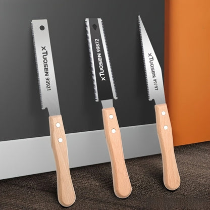 Japanese Pull Saw Set 3-Piece, Double-Sided Fine Teeth Curved Hardwood Hand Saw for Woodworking, Trimming & Precision Cutting