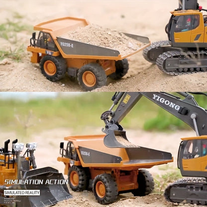 RC Construction Vehicle Toy 2.4GHz Remote Control Excavator Bulldozer Loader with Alloy Metal Cover Lights & Sound Effects