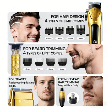 Multi-Piece Hair Clipper Kit for Men – USB Rechargeable Cordless Electric Trimmer Set, 2-Piece & 4-Piece Home Travel Barber Tool