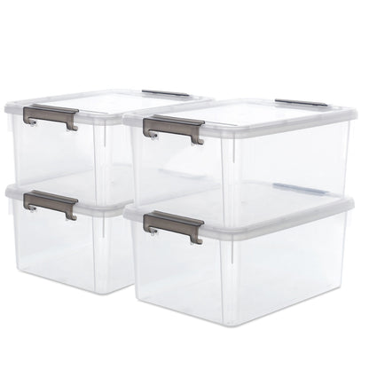 Plastic Storage Bins with Lids 4 Pack 17 Quart Stackable Clear Storage Containers for Home Cooking, Dining and Outdoor Meals
