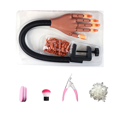 Nail Practice Hand Kit for Acrylic Nails Flexible Training Hand with 200pcs Replacement Nail Pads Clippers