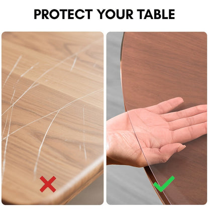 Round PVC Table Cover Clear Tablecloth 2MM Thick Scratch-Resistant Waterproof Table Protector for Dining Table Coffee Table Restaurant
