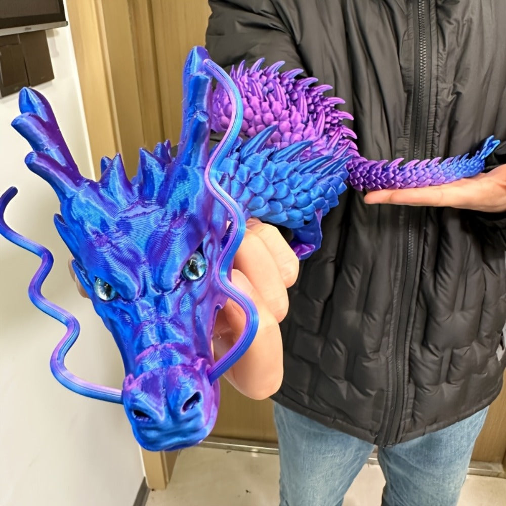3D Printed Articulated Dragon Figurine 35.4" Giant Poseable Chinese Dragon Collectible Sculpture