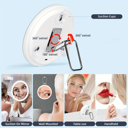30X LED Magnifying Mirror Rechargeable 6-Inch Lighted Handheld Pocket Mirror with Hanging Loop – Portable Travel Vanity Mirror for Precision