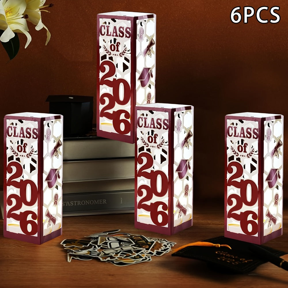 Graduation Centerpiece Set 6pcs Class of 2026 – Decorative Lantern Box Table Decorations for High School & College Graduation Party