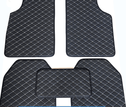 Quilted PU Car Floor Mats, Five-Piece Front and Rear Set in Red, Beige or Brown Color Options