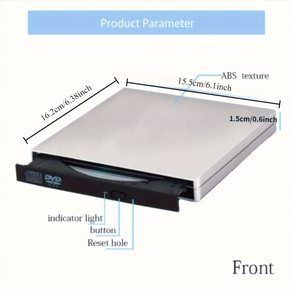 USB External DVD Drive with Storage Bag - Portable CD DVD-ROM CD-RW DVD-RW Burner Recorder Player for Laptop Desktop PC