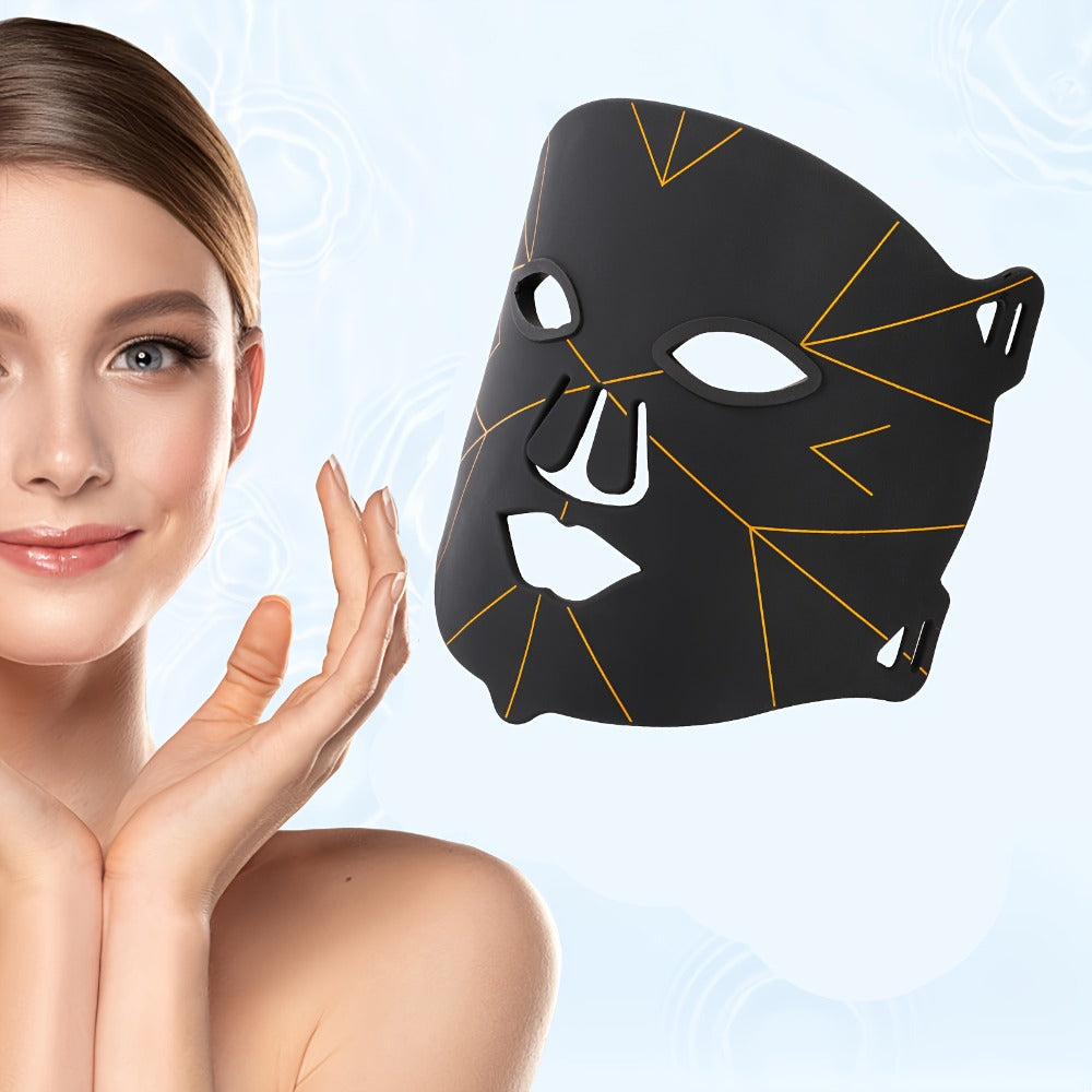 LED Face Mask 7 Color Light Therapy Photon Skin Rejuvenation Mask Portable Silicone Beauty for Entryways, Bedrooms and Living Spaces