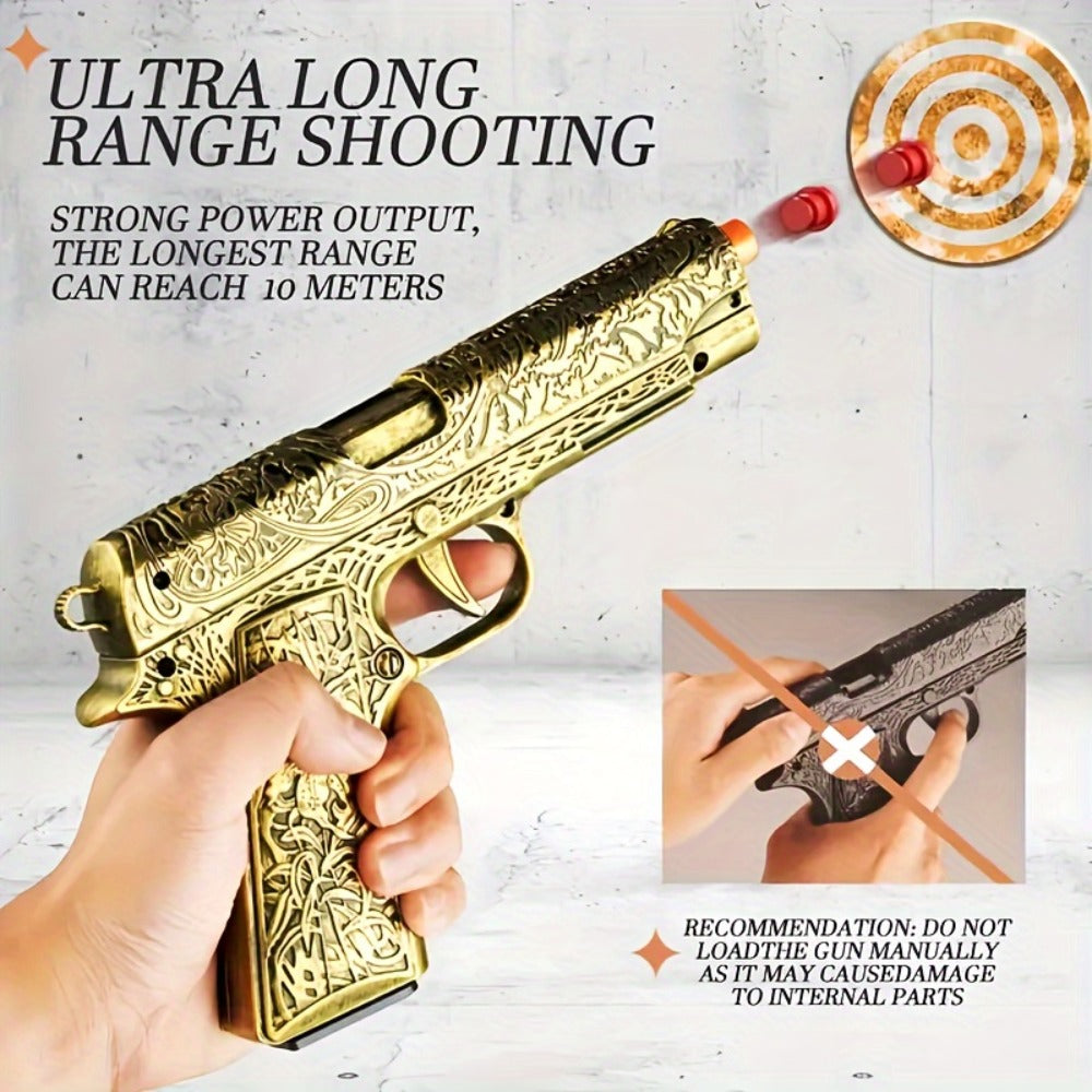 Bullet Toy Gun Pistol with 120 Bullets 12 Shells & 2 Magazines, Hollow Hanging Foam Blaster for Kids Boys Girls Ages 6+