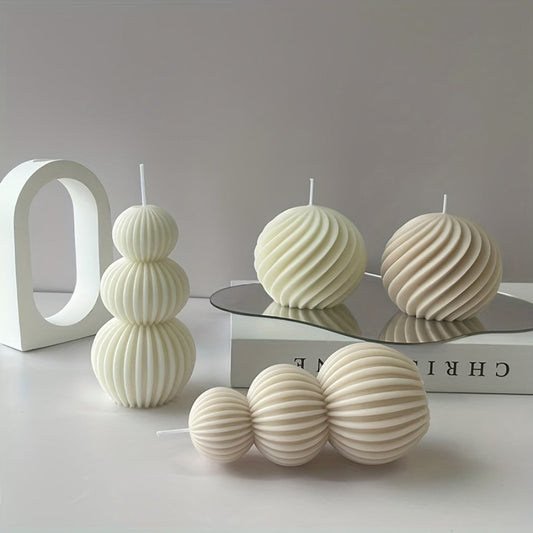 Ribbed Sculptural Candle in Single-Sphere or Three-Ball Form with Two Fragrance Selections