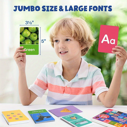 Toddler Flashcards 84 Double-Sided Cards 168 Pictures, 8 Categories ABC Letters Numbers Animals Shapes Colors Food Vehicles