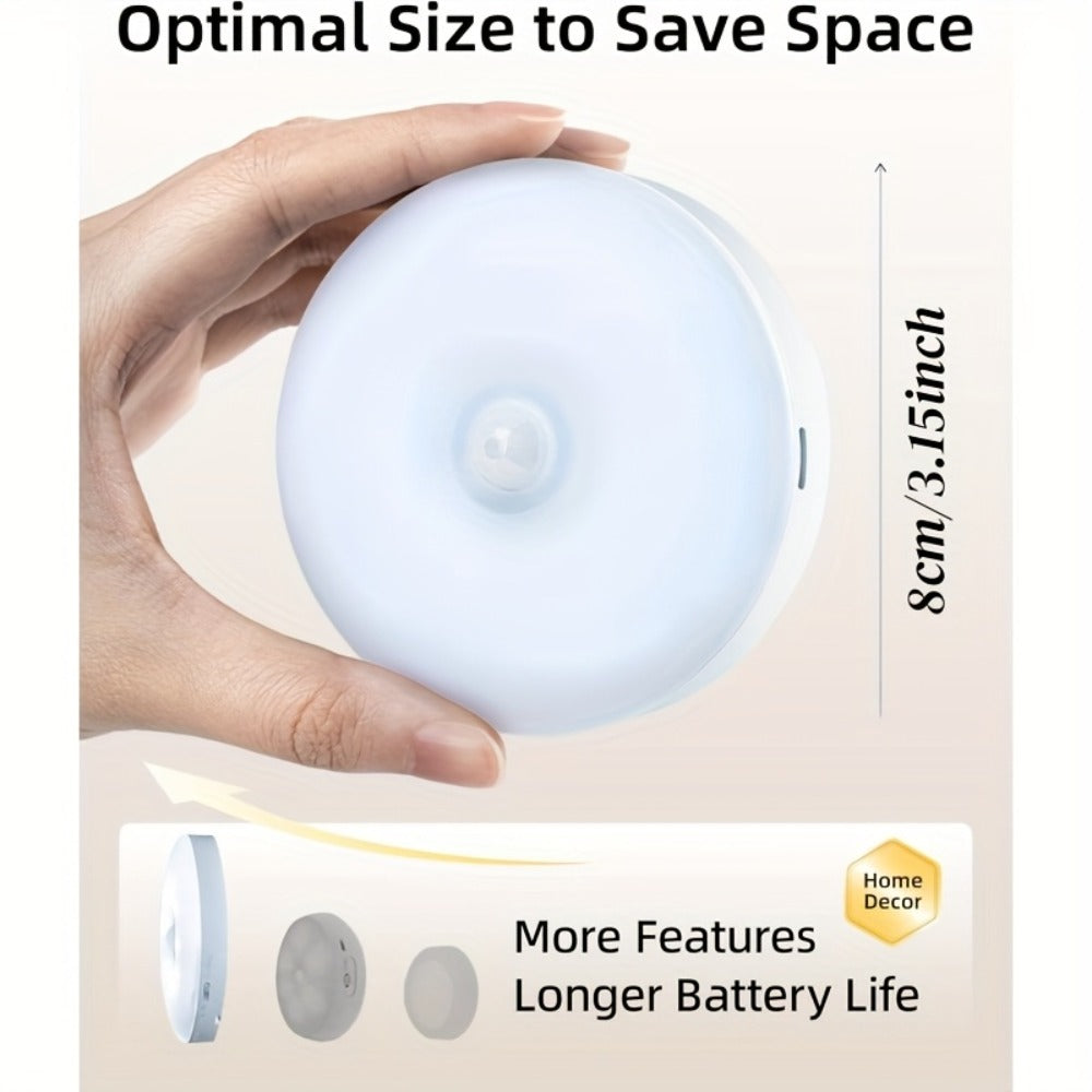 Wireless Motion Sensor Night Light USB Rechargeable - Dimmable Wall Lamp Dual Mode PIR for Home Cooking, Dining and Outdoor Meals