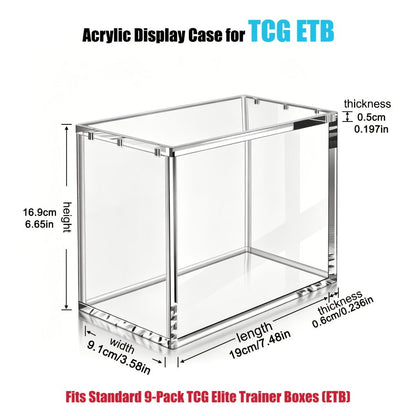 Pokemon Acrylic Display Case with UV Protection, 6MM Thick Crystal Clear Case for Booster Box & Elite Trainer Box