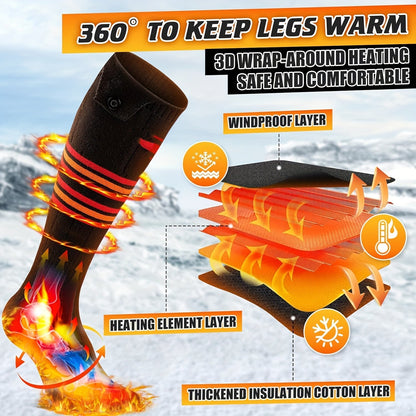 Rechargeable Electric Heated Socks for Men Women – 5000mAh Battery, Washable, Winter Warm Thermal Socks for Hiking Camping Skiing Hunting