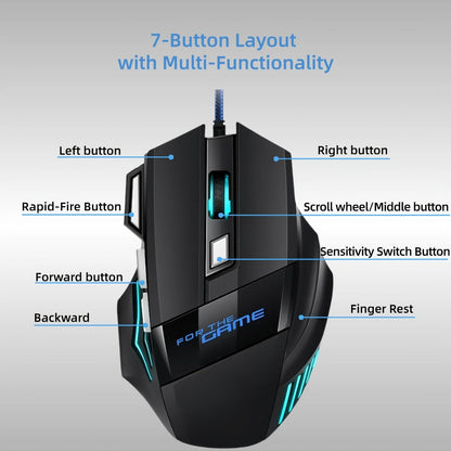Programmable RGB Gaming Mouse Wired Pro-Grade with Turbo Click Multi-Mode DPI Sensitivity Dynamic for an Everyday Personal Care Routine