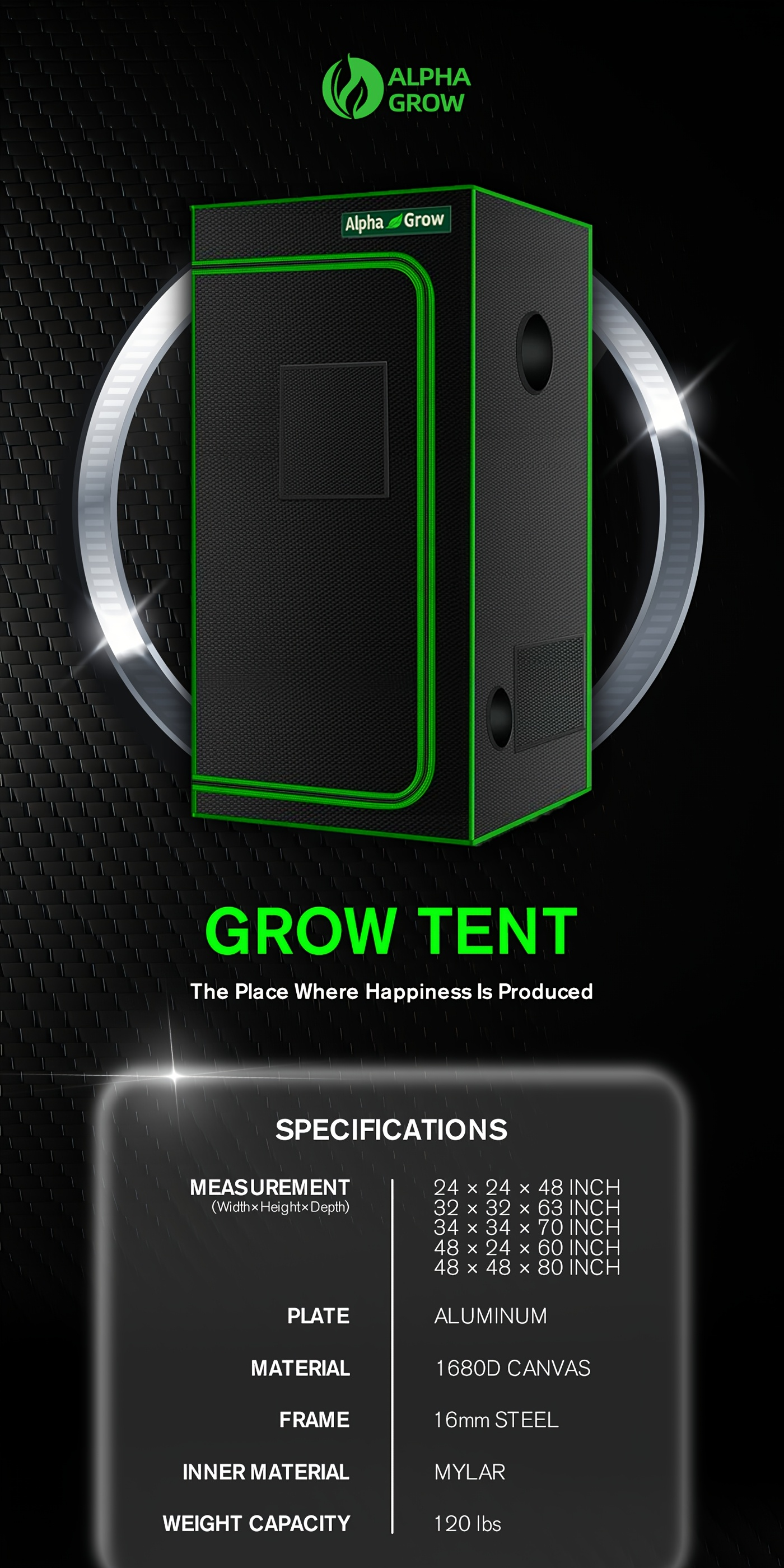 Grow Tent 1680D Thickened Mylar with Observation Window & Floor Tray, Pro-Grade Indoor Hydroponic Growing