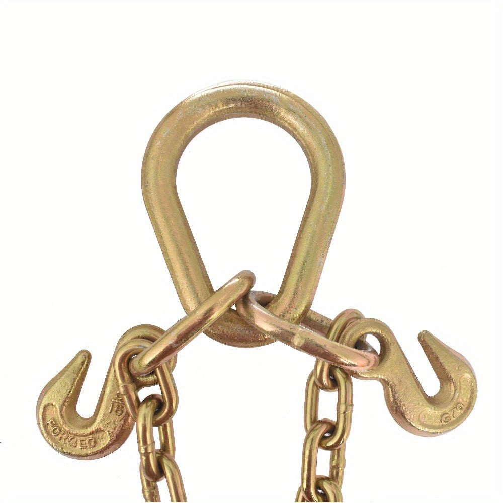 Grade 70 Tow Chain with J Hooks – 5/16" x 2ft Heavy Duty Trailer Chain Set with V-Chain Grab Hooks, 6000 lb Capacity