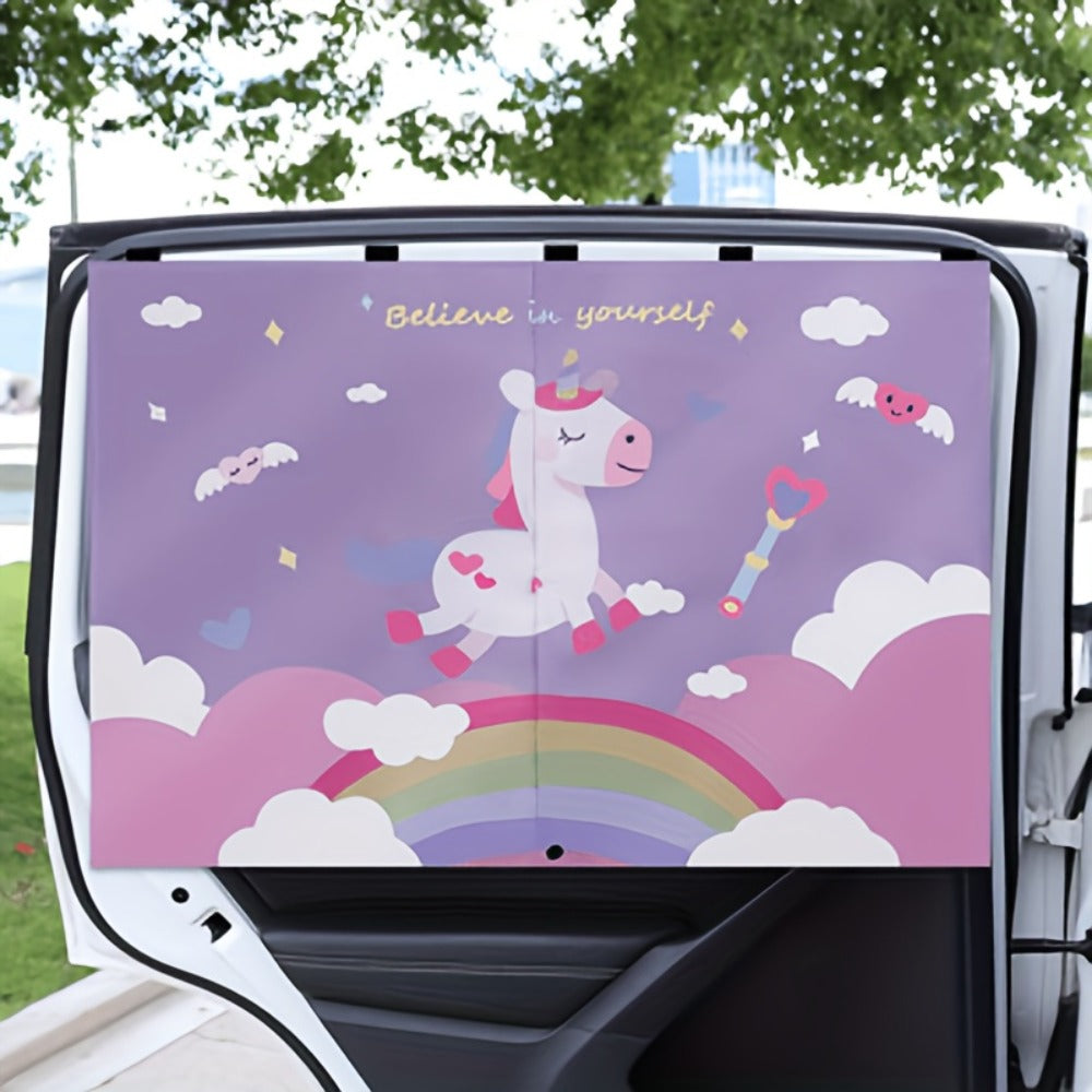Magnetic Car Window Sunshade – Double Layer Side Window Sun Shade Curtain for UV & Heat Protection | Kids & Baby Car Shade | Blue