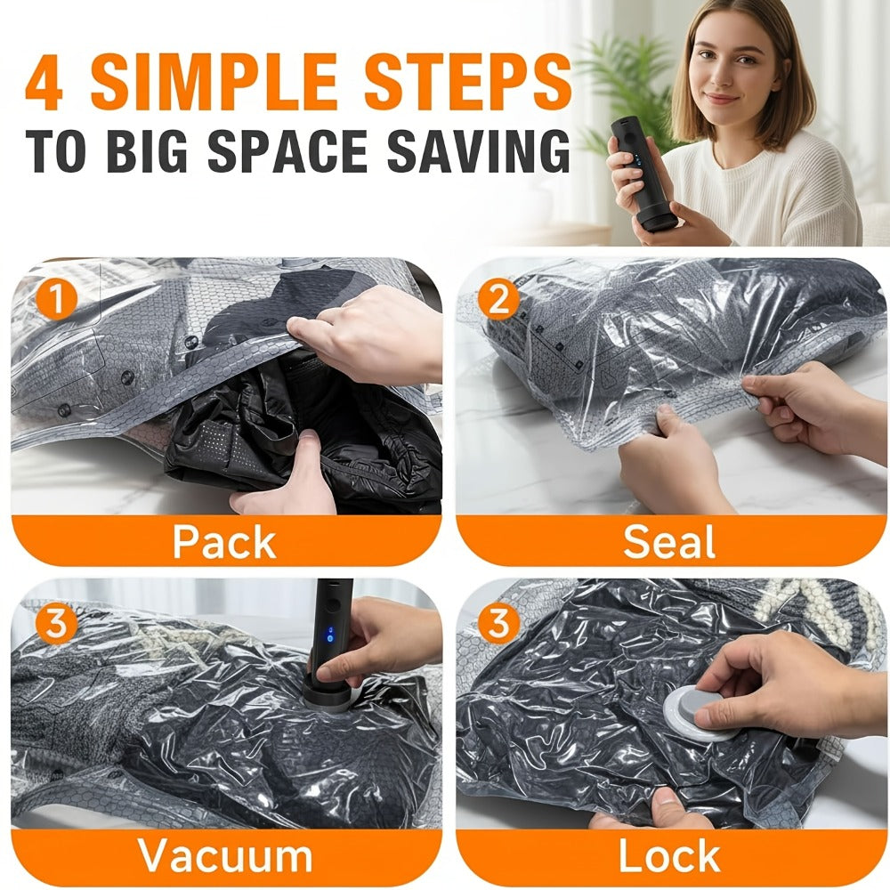 Travel Compression Bags with Pump 24 Pack – Vacuum Storage Pouches for Clothing, Space Saving Packing Bags for Suitcase Backpack