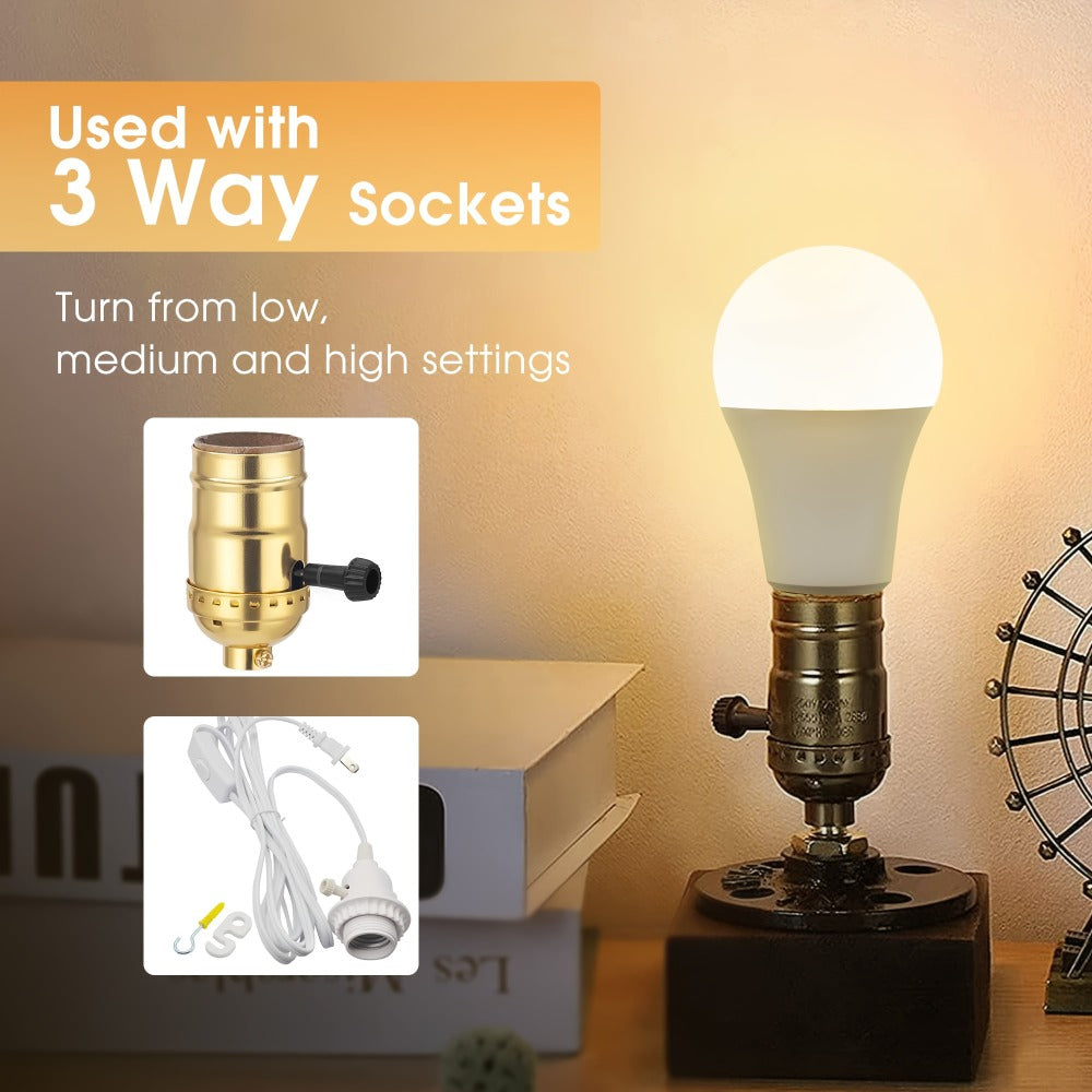 3-Way LED Light Bulb A19 40 60 100W Equivalent 1500 Lumens E26 Base – Soft White 2700K & Daylight 5000K Three-Way Bulb for Bedroom Living