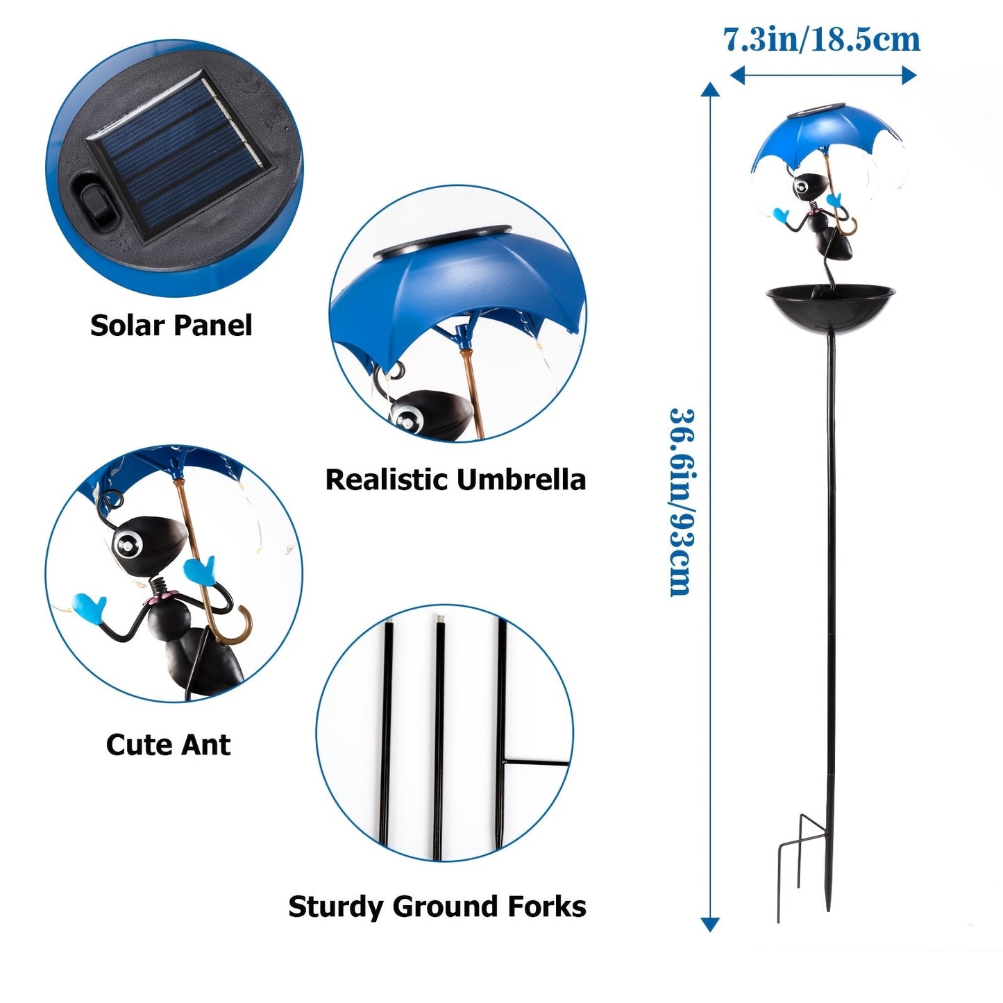 Solar Frog Statue Garden Light with Bird Feeder & LED String Decor, for Garden, Pathway and Patio Lighting