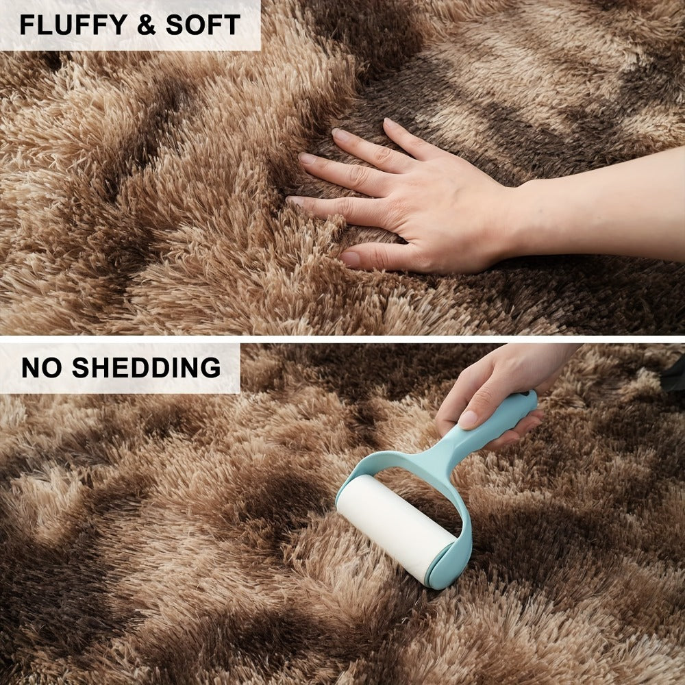 Shaggy Plush Area Rug – Soft Fluffy Carpet for Living Room, Bedroom & Sofa | Non-Slip Machine Washable Tie-Dye & Solid Color Long Pile Rug |