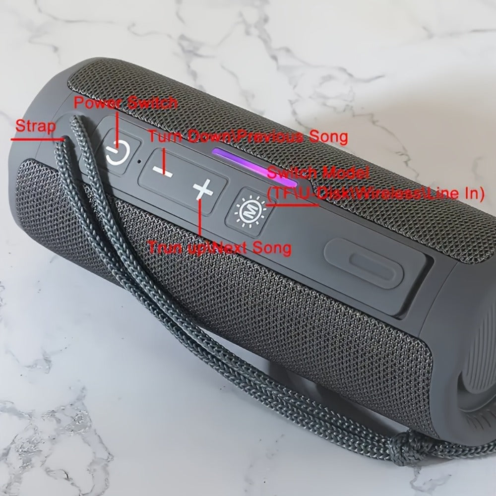 Portable Bluetooth Speaker TG365 with LED, TWS, Mic, FM Radio, TF, USB and AUX in Four Colors
