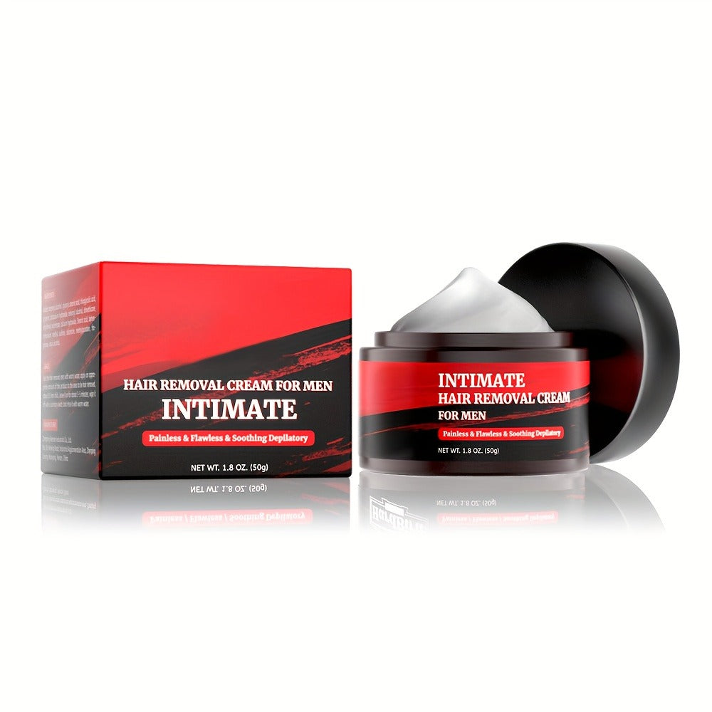 Intimate Area Hair Removal Cream for Men with Plant-Based Squalane Fast-Acting Painless Depilatory for Groin Chest Back Body Sensitive Skin