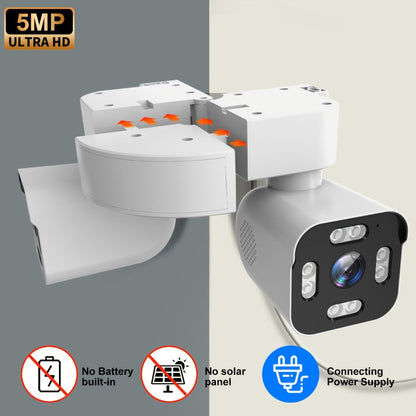 Dual-Lens PTZ Outdoor Security Camera with 2.4GHz WiFi, Wired Power and Single- or Two-Camera Options