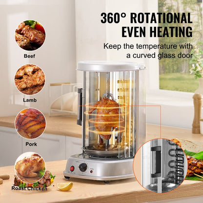 Electric Shawarma Grill Machine 20L Vertical Gyro Rotisserie Doner Kebab Maker Stainless for Entryways, Bedrooms and Living Spaces