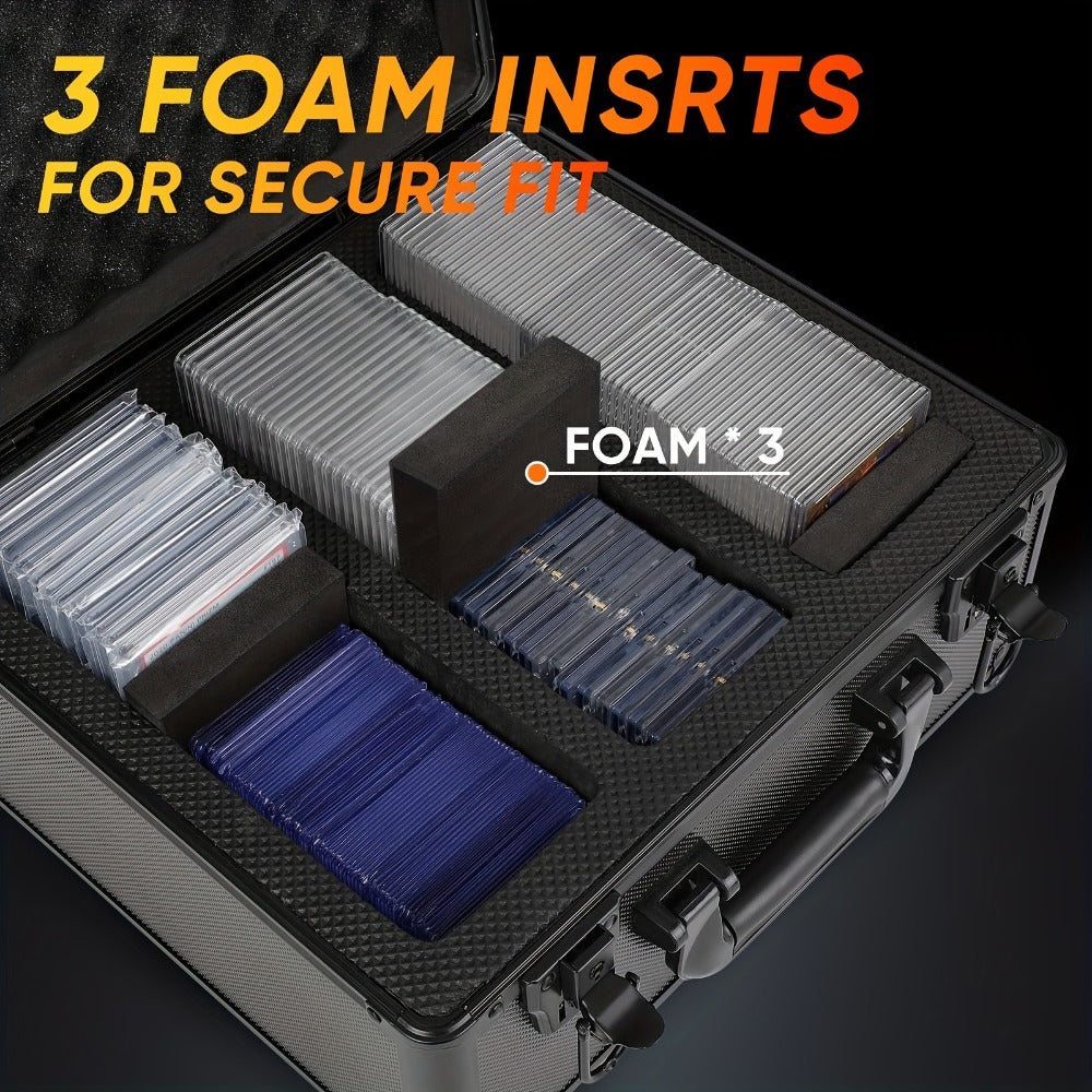Graded Card Slab Storage Box 3-Compartment for PSA BGS FGS SGC – Premium Black Carrying Case 13.5x11.5x7.1 Inch Protects Slabs and Sleeved
