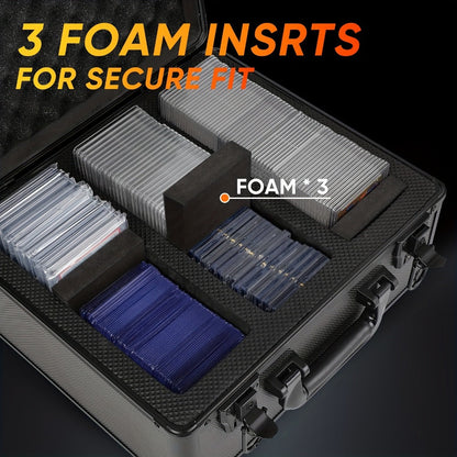 Graded Card Slab Storage Box 3-Compartment for PSA BGS FGS SGC – Premium Black Carrying Case 13.5x11.5x7.1 Inch Protects Slabs and Sleeved