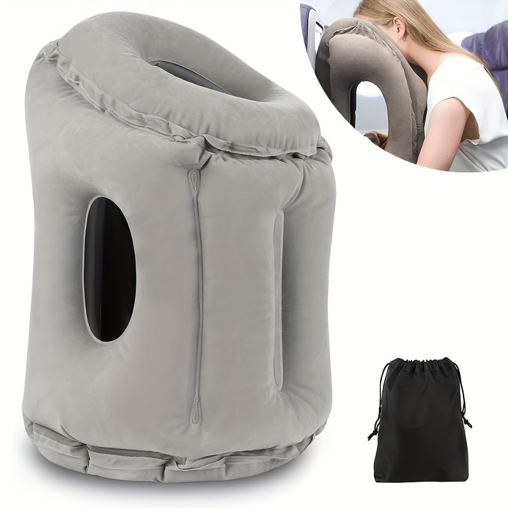Inflatable Travel Neck Pillow Portable Air Cushion Microfiber Cover Neck Support for Airplane for Entryways, Bedrooms and Living Spaces
