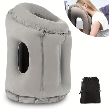 Inflatable Travel Neck Pillow Portable Air Cushion Microfiber Cover Neck Support for Airplane for Entryways, Bedrooms and Living Spaces