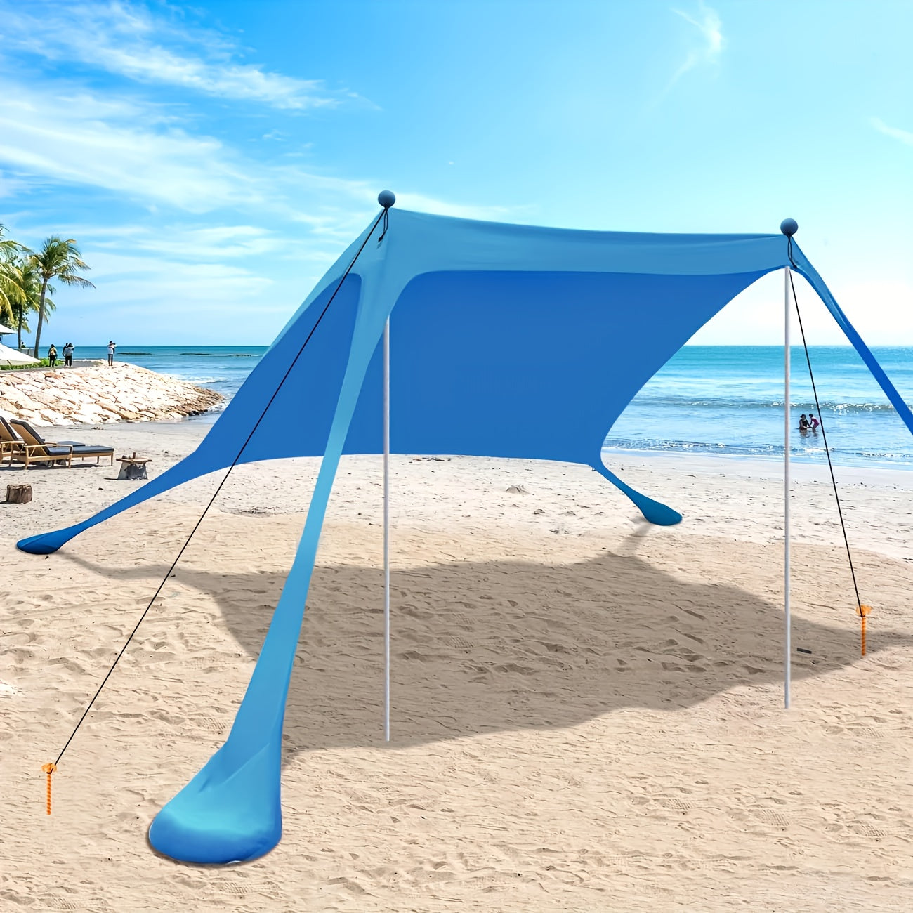 Beach Canopy Pop Up Sun Shelter Large 4-6 Person Portable Outdoor for Garden, Patio and Yard Use