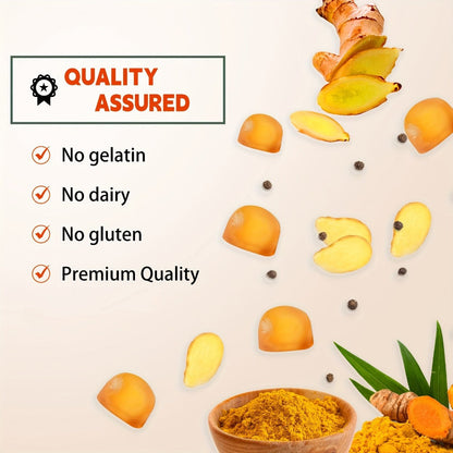 Turmeric Gummies with Black Pepper & Mint, 2000% Higher Absorption Curcumin, Anti-Inflammatory Joint