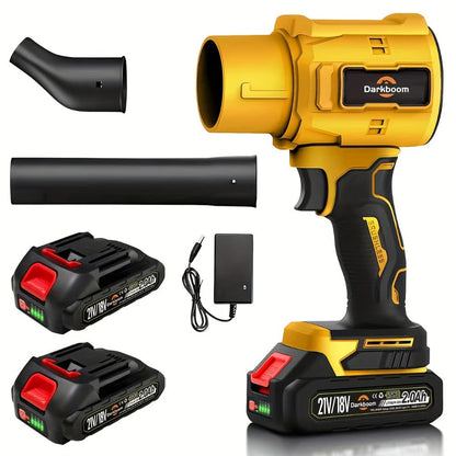 Cordless Handheld Leaf Blower and Air Duster Kit in Yellow or Blue with Two Batteries, Charger and Two Nozzles
