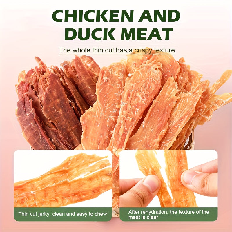 Cat & Dog Treats Chicken Jerky & Duck Jerky Combo – High Protein Grain Free Training Rewards, Dental Chews
