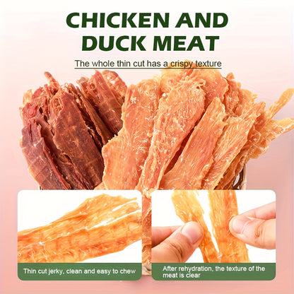 Cat & Dog Treats Chicken Jerky & Duck Jerky Combo – High Protein Grain Free Training Rewards, Dental Chews