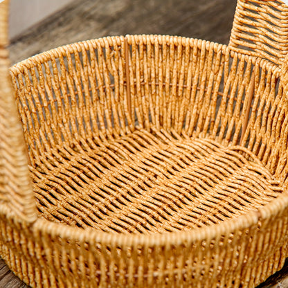 Rattan-Look Plastic Woven Carry Basket with Tall Handle in Small, Medium and Large Size Options