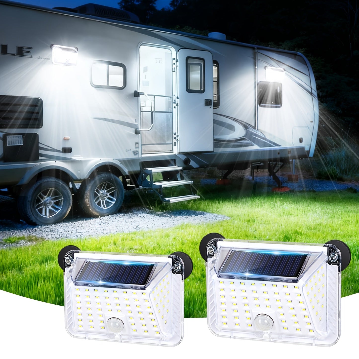 Magnetic RV Solar Motion Light 800LM – 90 LED, 270° Sensor, 3 Modes, IP65 Waterproof, for RV Awning, Camper