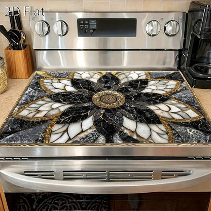 Stove Protector Mat Heat Resistant Non-Stick Reusable Gas Stove Liner Marble Pattern for Gas Stove Glass Cooktop Induction Cooker Oven