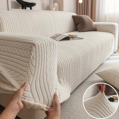 Sofa Cover Zigzag-Texture Fitted Slipcover for 1, 2, 3 or 4-Seater Sofas in Four Neutral Colors