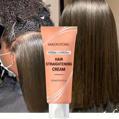 Frizz Control Hair Straightening Cream with Protein 100ml 3.38oz, Deep Smoothing Treatment, Strengthens & Softens