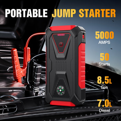 TM26 Jump Starter with 74Wh Checkout Label, Red-and-Black Case, Clamp Leads and Digital Display