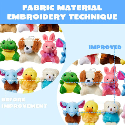 24-Piece Mini Plush Animal Keychain Set with 2.4–3.2 Inch Assorted Figures and Hanging Loops
