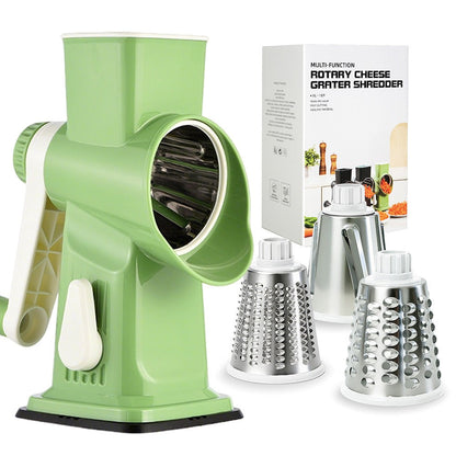Rotary Vegetable Chopper Cheese Grater 5 Interchangeable Drum Blades Suction Base Handle for Cheese Vegetables Nuts Slicing Shredding